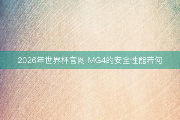 2026年世界杯官网 MG4的安全性能若何