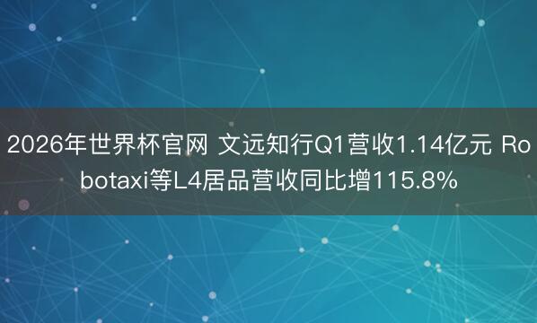 2026年世界杯官网 文远知行Q1营收1.14亿元 Robotaxi等L4居品营收同比增115.8%