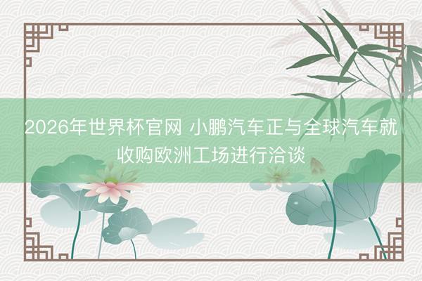 2026年世界杯官网 小鹏汽车正与全球汽车就收购欧洲工场进行洽谈