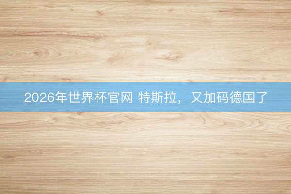 2026年世界杯官网 特斯拉，又加码德国了