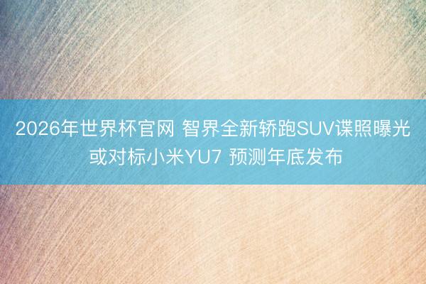 2026年世界杯官网 智界全新轿跑SUV谍照曝光 或对标小米YU7 预测年底发布