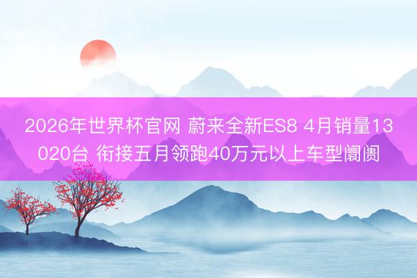 2026年世界杯官网 蔚来全新ES8 4月销量13020台 衔接五月领跑40万元以上车型阛阓
