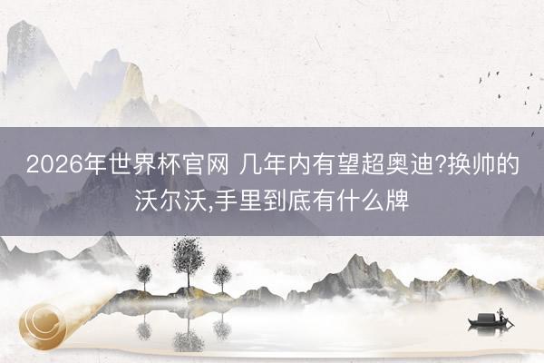 2026年世界杯官网 几年内有望超奥迪?换帅的沃尔沃，手里到底有什么牌