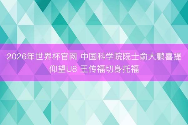 2026年世界杯官网 中国科学院院士俞大鹏喜提仰望U8 王传福切身托福