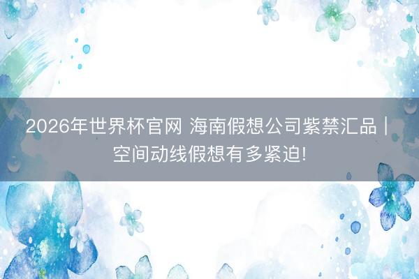 2026年世界杯官网 海南假想公司紫禁汇品 | 空间动线假想有多紧迫!