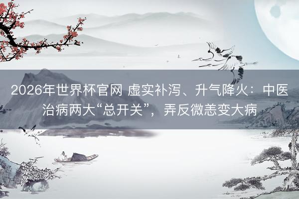 2026年世界杯官网 虚实补泻、升气降火：中医治病两大“总开关”，弄反微恙变大病