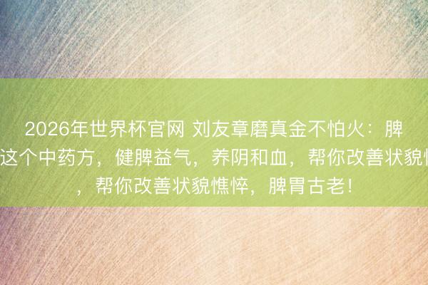 2026年世界杯官网 刘友章磨真金不怕火：脾胃好，百病消，这个中药方，健脾益气，养阴和血，帮你改善状貌憔悴，脾胃古老！