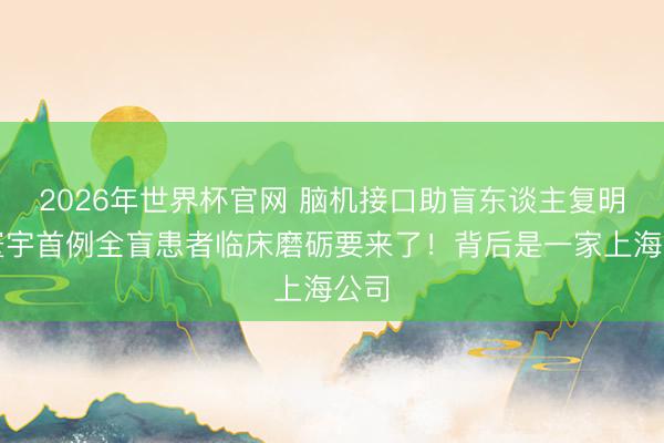 2026年世界杯官网 脑机接口助盲东谈主复明，寰宇首例全盲患者临床磨砺要来了！背后是一家上海公司