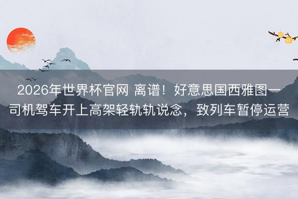 2026年世界杯官网 离谱！好意思国西雅图一司机驾车开上高架轻轨轨说念，致列车暂停运营