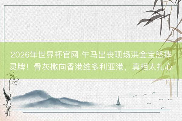 2026年世界杯官网 午马出丧现场洪金宝怒摔灵牌！骨灰撒向香港维多利亚港，真相太扎心