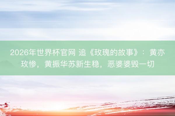 2026年世界杯官网 追《玫瑰的故事》:黄亦玫惨,黄振华苏新生稳,恶婆婆毁一切
