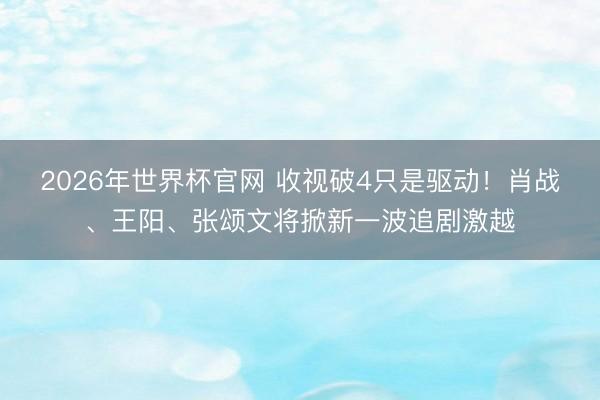 2026年世界杯官网 收视破4只是驱动！肖战、王阳、张颂文将掀新一波追剧激越