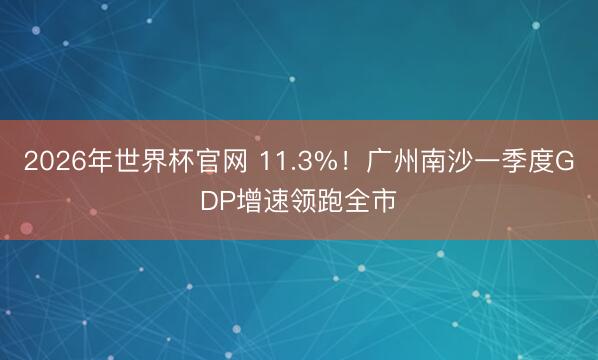 2026年世界杯官网 11.3%!广州南沙一季度GDP增速领跑全市