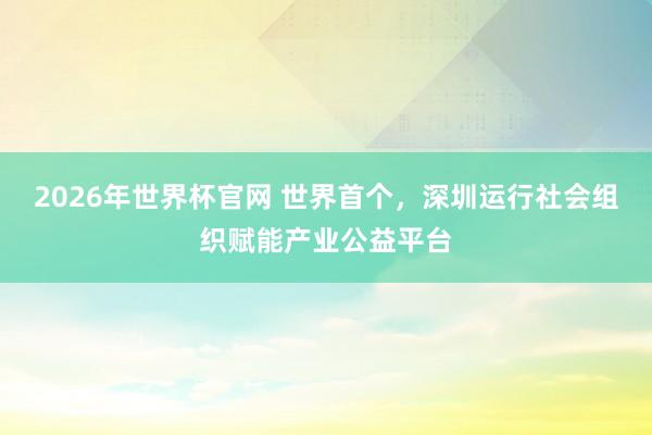 2026年世界杯官网 世界首个，深圳运行社会组织赋能产业公益平台