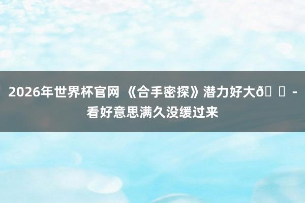 2026年世界杯官网 《合手密探》潜力好大😭看好意思满久没缓过来